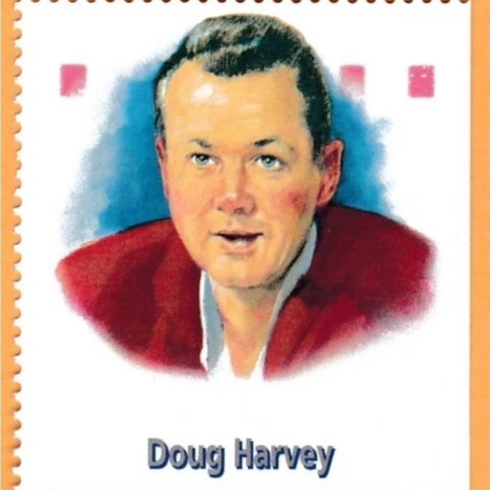 Doug Harvey 2000 25th Anniversary Montreal Canadians Hockey Stamp Card
